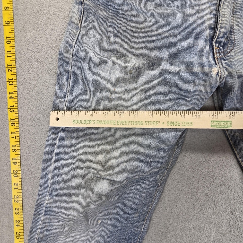 Levis Jeans Mens Selvedge Blue Light Wash Regular Straight Whiskers Fits 28x26 - Picture 6 of 16